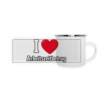 J’aime Temps de travail Fraude Pas de crime Bureau de l’emploi - Mug panoramique émaillé - blanc - Devant