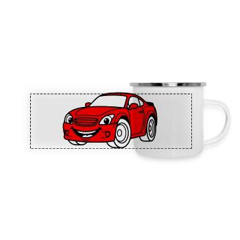 Car Children - Panorama Emaille-Tasse - Weiß - Vorne