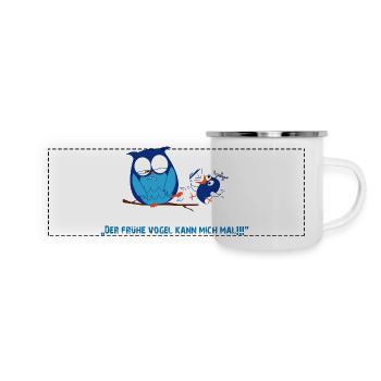 Der frühe Vogel - Panorama Emaille-Tasse - Weiß - Vorne