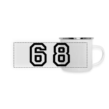 Number - 68 - Sixty Eight - Panorama Emaille-Tasse - Weiß - Vorne