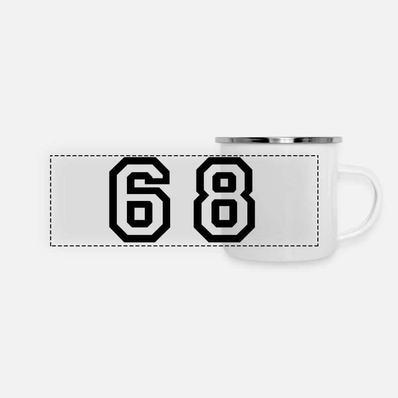 Number - 68 - Sixty Eight - Panoramic Camper Mug - white