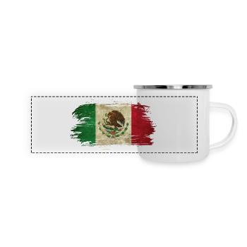 Mexiko Vintage Flagge / Geschenk Mexico - Panorama Emaille-Tasse - Weiß - Vorne