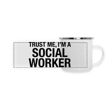 Trust Me I'm A Social Worker - Panorama Emaille-Tasse - Weiß - Vorne