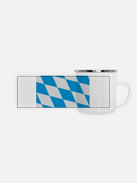 Bayern Flagge Blau Weiß - Panorama Emaille-Tasse - Weiß