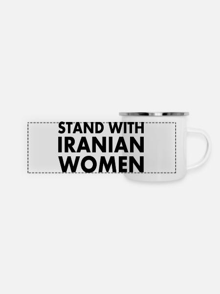 Stand with iranian women - Panorama Emaille-Tasse - Weiß
