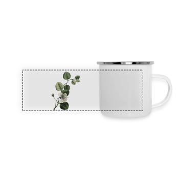 Numéro 74 floral vert - 74e anniversaire floral - Mug panoramique émaillé - blanc - Devant