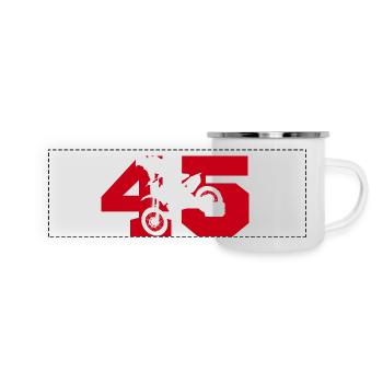 Moto 45 motard - Mug panoramique émaillé - blanc - Devant
