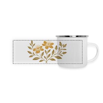 Johanniskraut - Botanisches Design für Mittsommer - Panorama Emaille-Tasse - Weiß - Vorne
