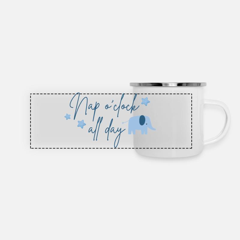 Nap o'clock all day Elephant blue - Panoramic Camper Mug - white
