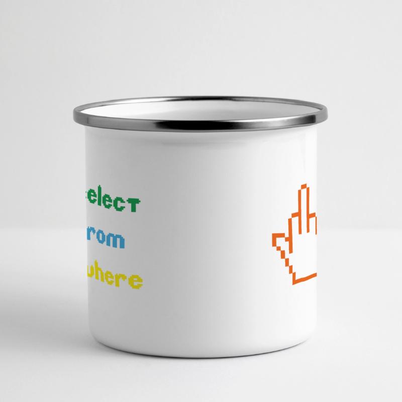Funny SQL Query : un doigt d’honneur 8 bits pour les geeks Mug panoramique émaillé