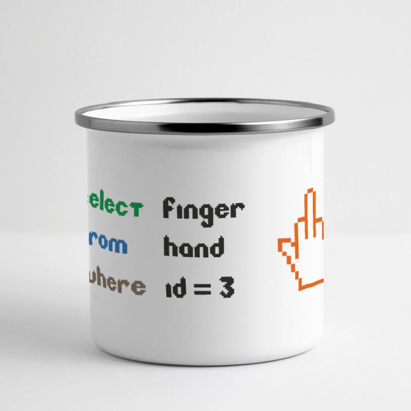 Funny SQL Query : un doigt d’honneur 8 bits pour les geeks Mug panoramique émaillé