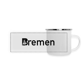 Panneau de la ville de Brême avec le musicien de la ville de Brême - Mug panoramique émaillé - blanc - Devant