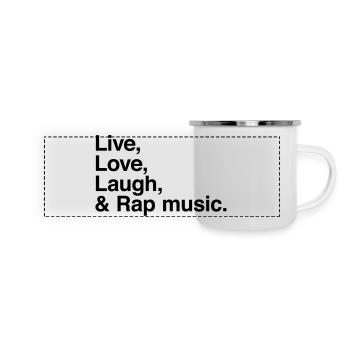 live love laugh and rap - pour fans de musique rap - Mug panoramique émaillé - blanc - Devant