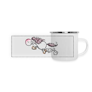 Pferd gibt Vollgas - Panorama Emaille-Tasse - Weiß - Vorne