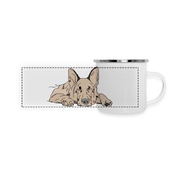 Chien de berger - Mug panoramique émaillé - blanc - Devant