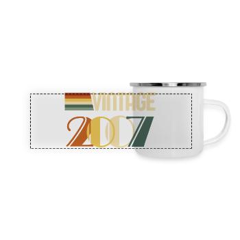 Jahrgang 2007 - 2007 Jubiläumsgeschenk - Panorama Emaille-Tasse - Weiß - Vorne