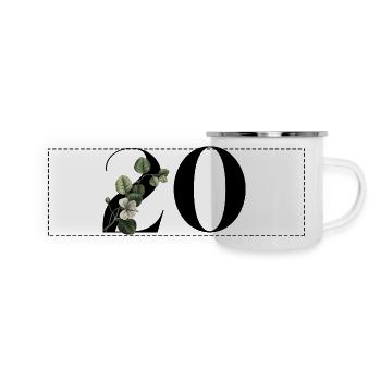 Numéro 20 floral vert -20e anniversaire floral - Mug panoramique émaillé - blanc - Devant