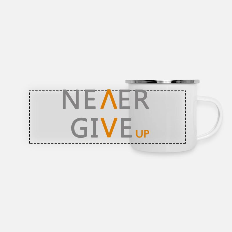 Gib niemals auf Verkörpere die Essenz der Beharrlichkeit - Panorama Emaille-Tasse - Weiß
