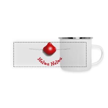 Clownsnase – Helau Helau - Panorama Emaille-Tasse - Weiß - Vorne
