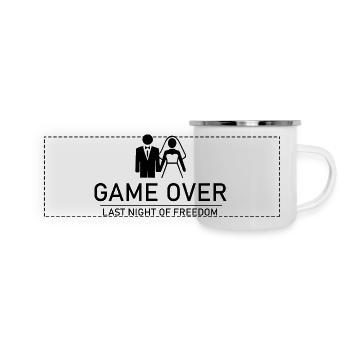 Game Over – Last Night of Freedom Hochzeit JGA - Panorama Emaille-Tasse - Weiß - Vorne