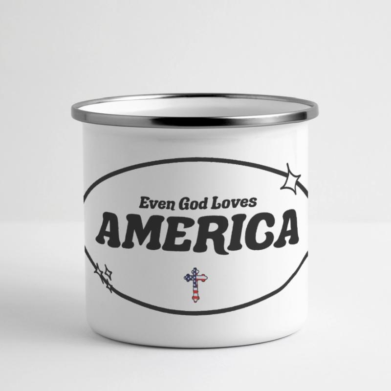 Même Dieu Adore l'Amérique Mug panoramique émaillé