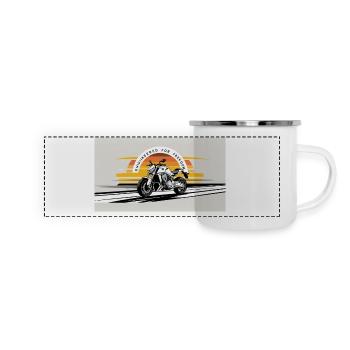 Motorrad Freiheit Sonnenuntergang Design - Panorama Emaille-Tasse - Weiß - Vorne
