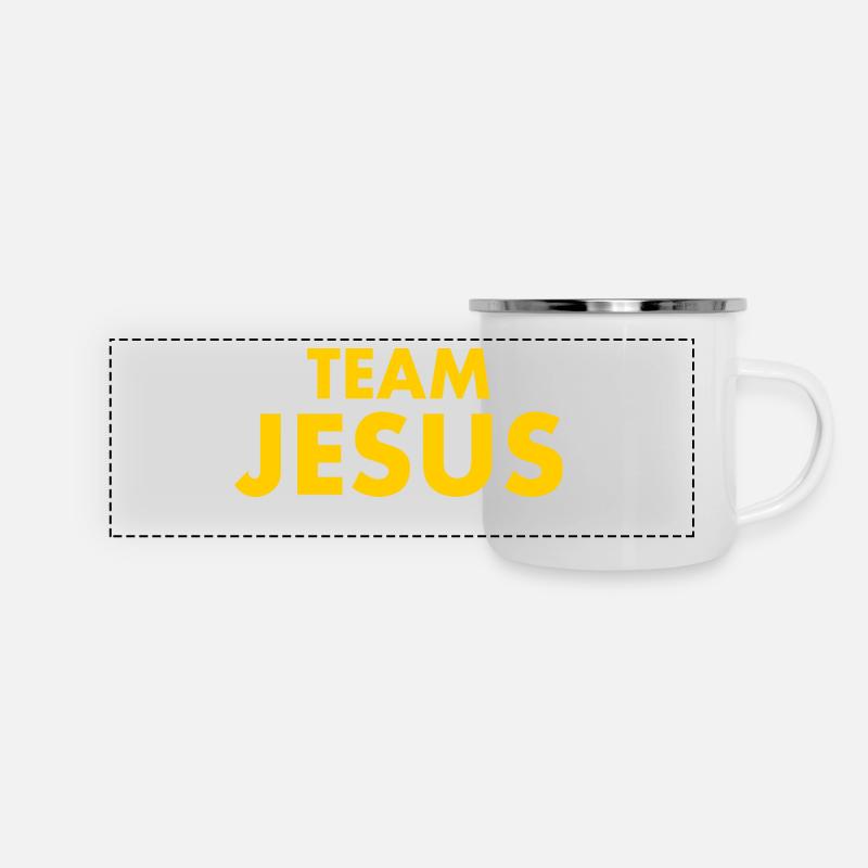 Team jesus - Panorama Emaille-Tasse - Weiß