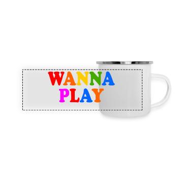 Wanna play - Panorama Emaille-Tasse - Weiß - Vorne