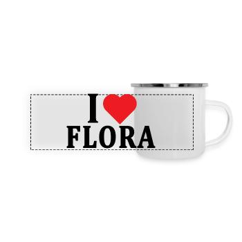 T-Shirt I love Flora T-Shirt Geschenkidee - Panorama Emaille-Tasse - Weiß - Vorne