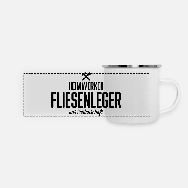 Heimwerker Fliesenleger - Panorama Emaille-Tasse - Weiß
