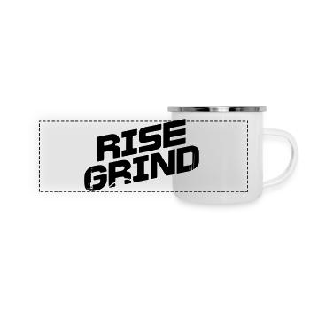 Motivational Gym Rise Grind - Panorama Emaille-Tasse - Weiß - Vorne