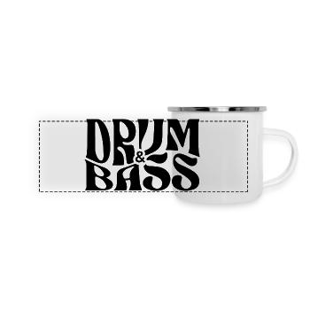 Drum-and-Bass-Logo-Design - Panorama Emaille-Tasse - Weiß - Vorne
