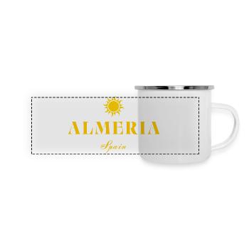 Almería, Spanien Sonnenemblem - Panorama Emaille-Tasse - Weiß - Vorne