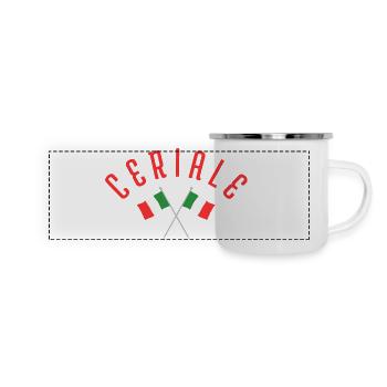 Ceriale Italian Flags Crossed Emblem - Panoramic Camper Mug - white - Front