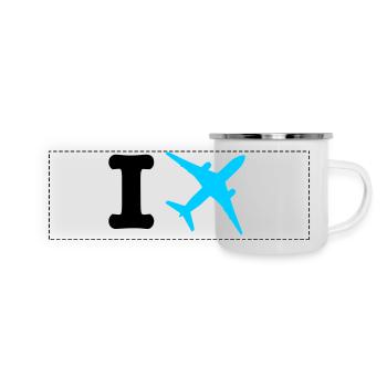 I travel - fliegen - reisen - Panorama Emaille-Tasse - Weiß - Vorne