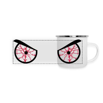 runzelte die Stirn blutunterlaufene Augen - Panorama Emaille-Tasse - Weiß - Vorne