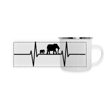 Battements de cœur avec les éléphants - Mug panoramique émaillé - blanc - Devant