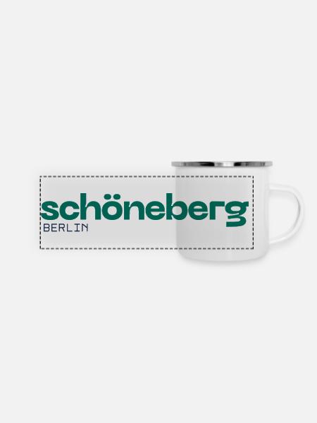 Schöneberg Berlin - Schlichtes Design - Panorama Emaille-Tasse - Weiß
