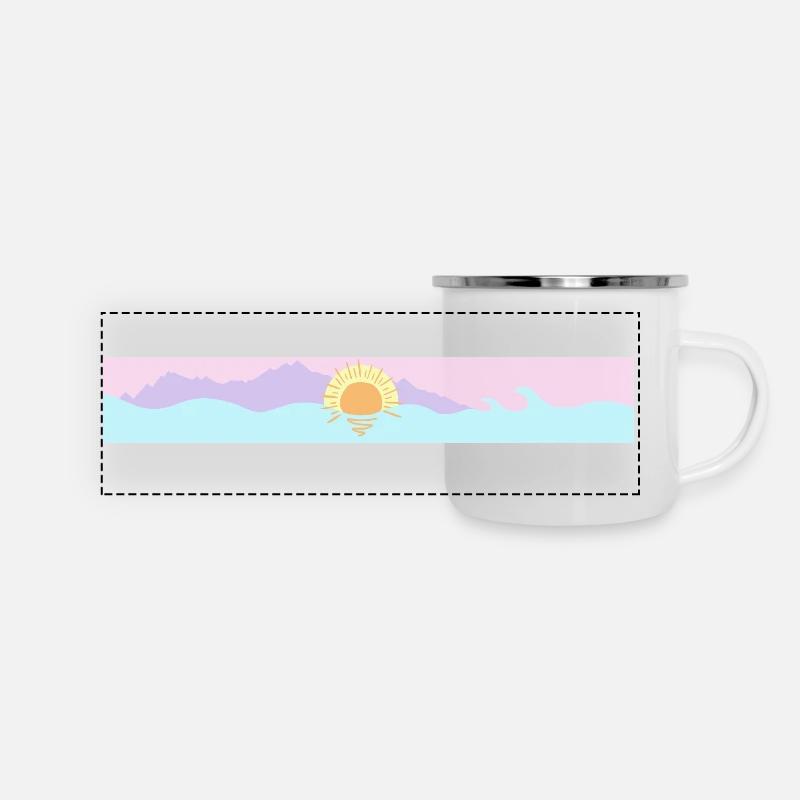 sunset - ocean - mood - Panorama Emaille-Tasse - Weiß