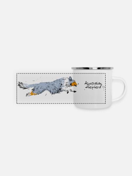 Australian Shepherd - Mug panoramique émaillé - blanc