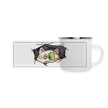 Cat looks out of the hole - cats - comic - Panoramic Camper Mug - white - Front