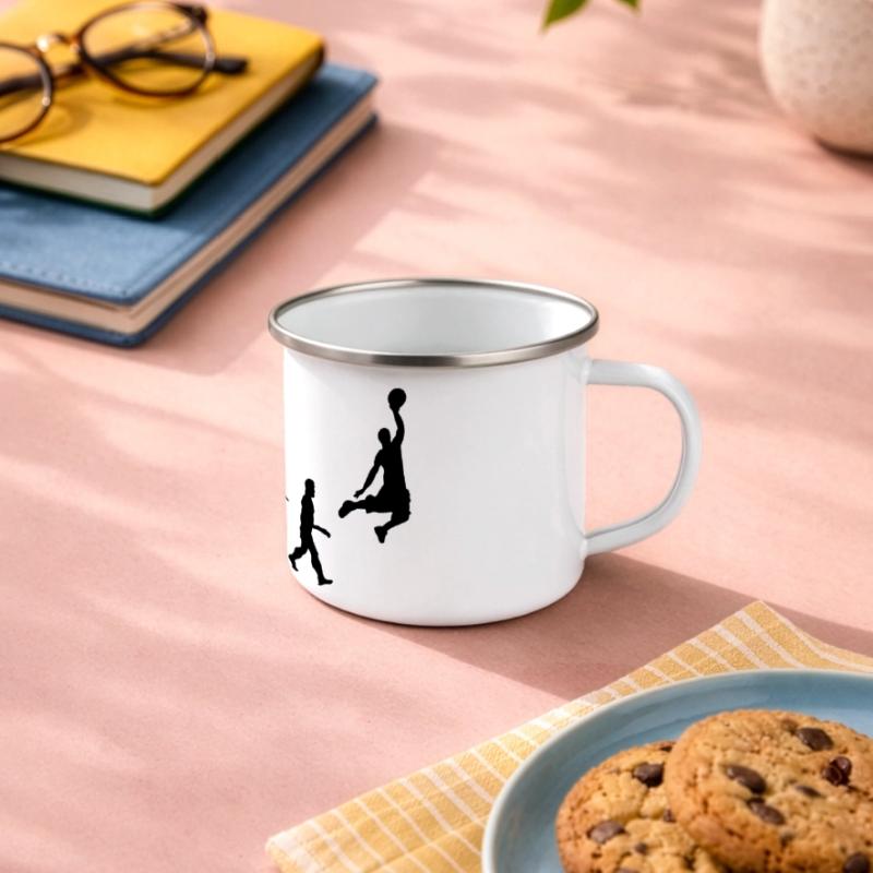 Basketball Dunk Evolution Panorama Emaille-Tasse