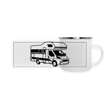 Wohnmobil - Panorama Emaille-Tasse - Weiß - Vorne
