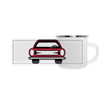Auto Wagen Fahrzeug grill - Panorama Emaille-Tasse - Weiß - Vorne