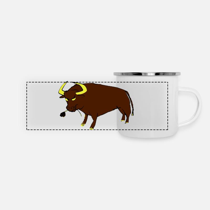 Taureau Basque - Mug panoramique émaillé - blanc