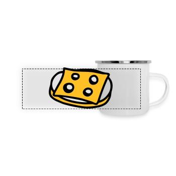 Käsebrot - V2 - Panorama Emaille-Tasse - Weiß - Vorne