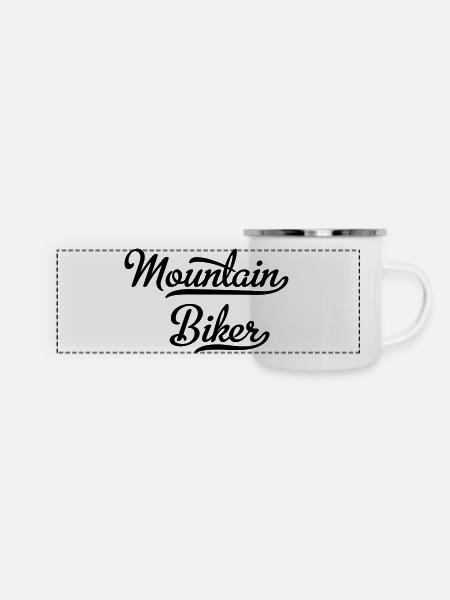 Mountain Biker - Panorama Emaille-Tasse - Weiß