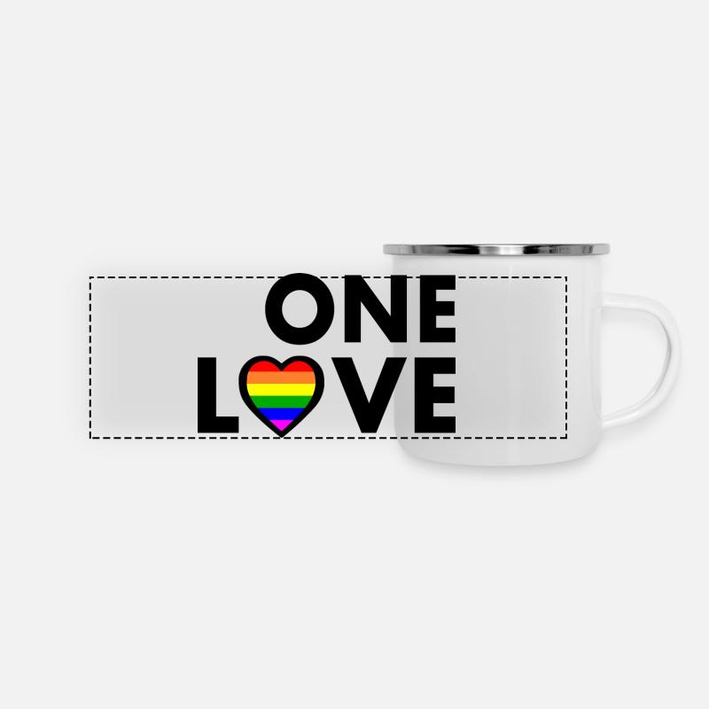 One love - Panorama Emaille-Tasse - Weiß
