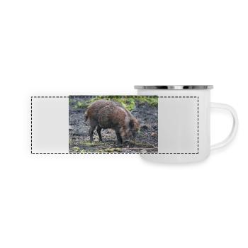 Wildschwein Sus scrofa - Panorama Emaille-Tasse - Weiß - Vorne
