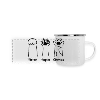 Jeu de Patte: Pierre, Papier, Ciseaux - Mug panoramique émaillé - blanc - Devant